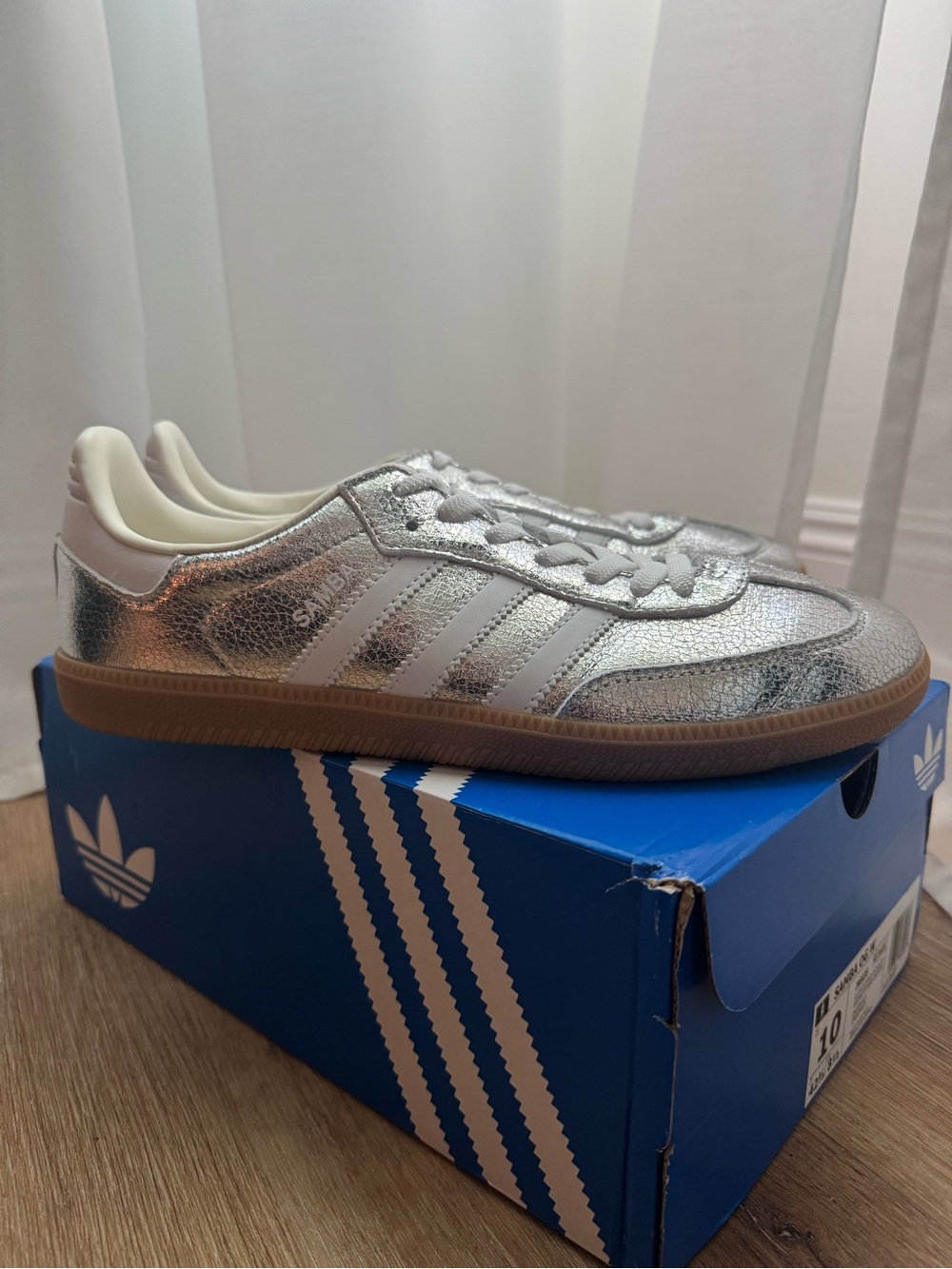 Adidas Samba OG Metallic Silver Leather Sneakers - Picture 3 of 10